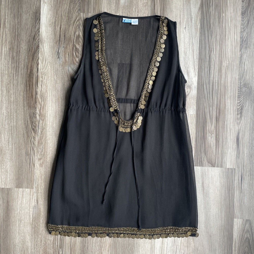 Y2K sexy sheer boho beaded cover up/top